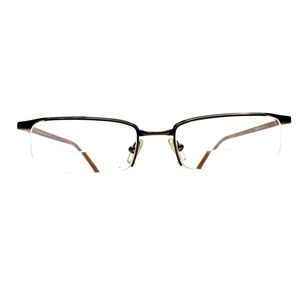 Prada Brown Metal Half Rim Rectangular Glasses Italy VPR56G 8AE101 50 17 140